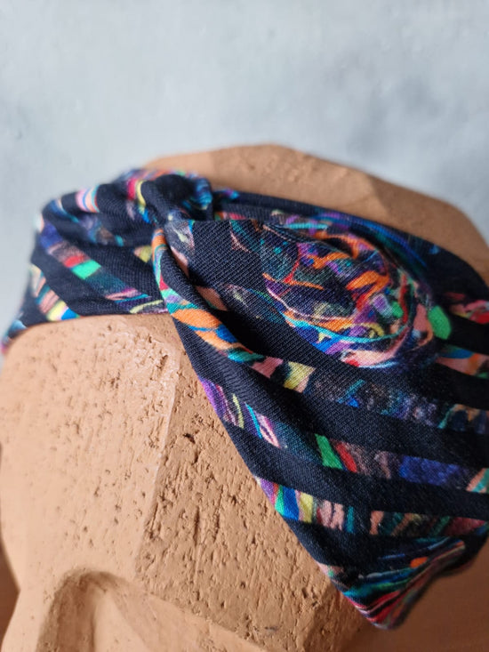 STIRNBAND gedreht dunkelblau gestreift