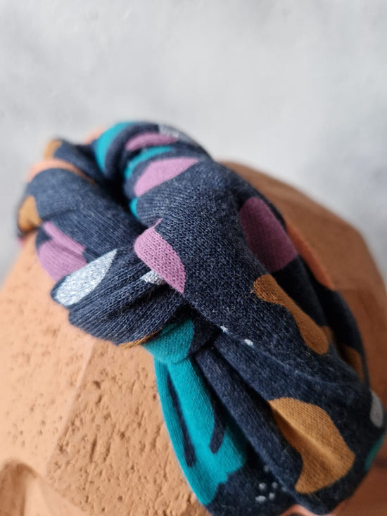 STIRNBAND dunkelblaue Punkte