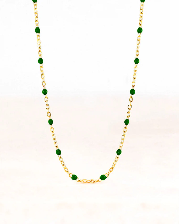 Ketting neva stainless steel goud groen - conceptstore Liefs uit Zierikzee