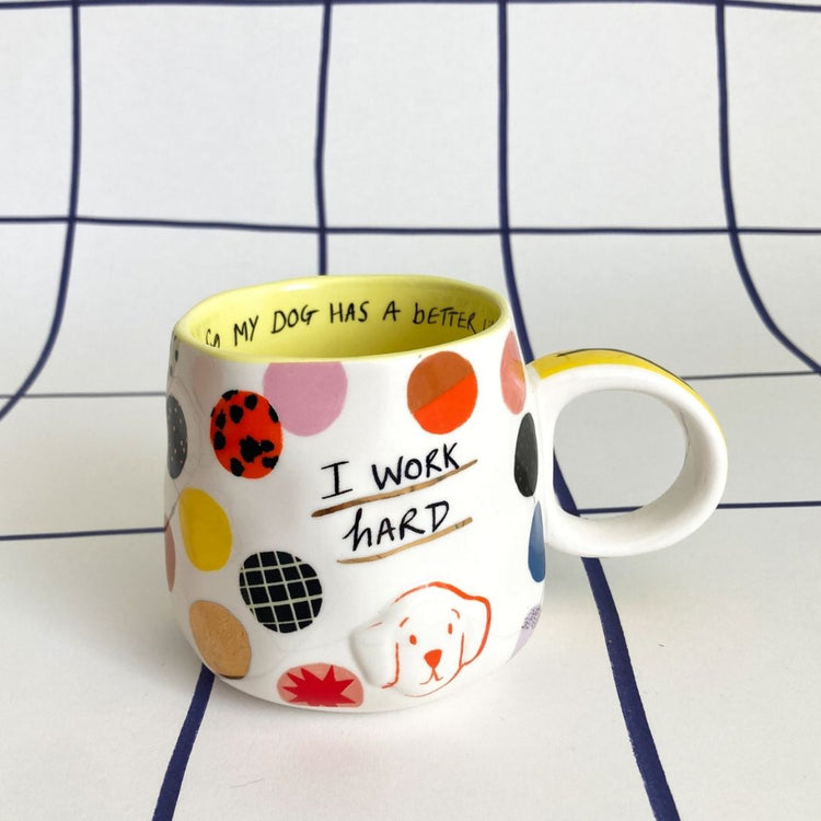 Beker work hard - dog - conceptstore LIefs uit Zierikzee