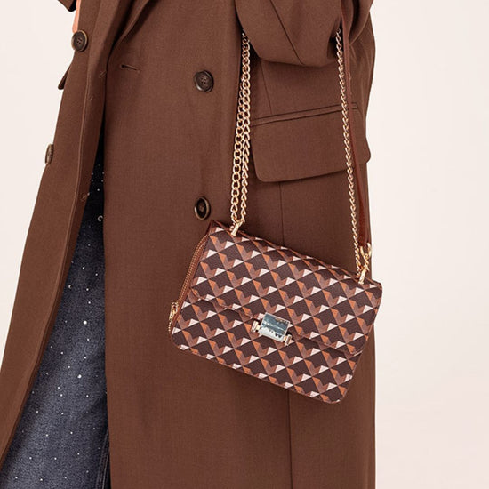 Crossbody grafisch bruin