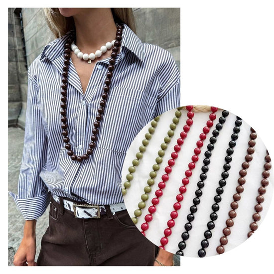 Ketting dikke kraal zwart