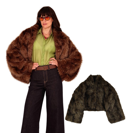 Fake fur jacket chocolate