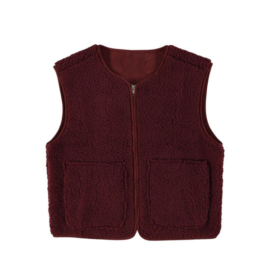 Gilet teddy bordeaux