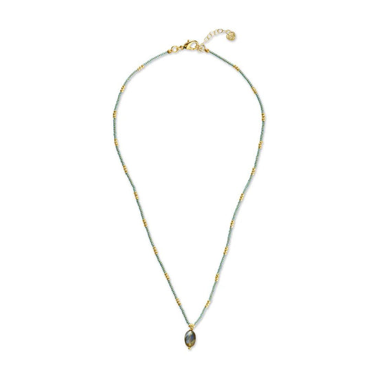 Ketting wishing labradorite goud