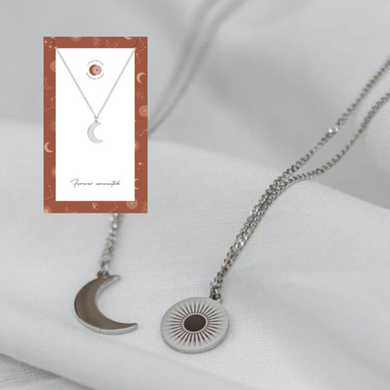 Forever connected maan ketting zilver