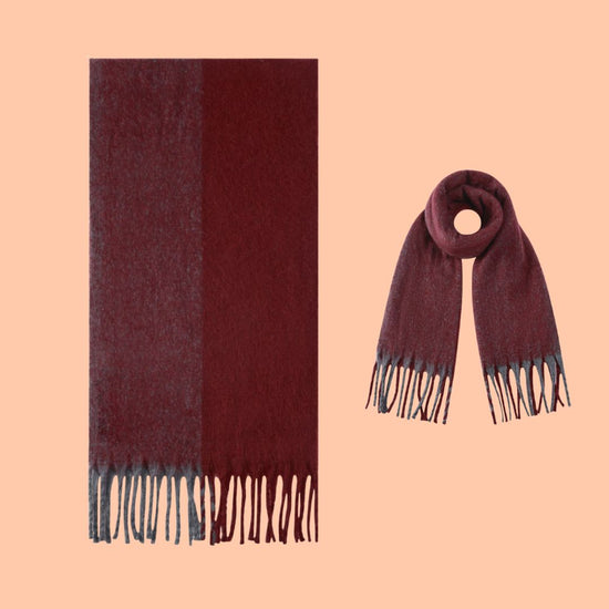 Tweekleurige Sjaal – Bordeaux – 185x50 cm