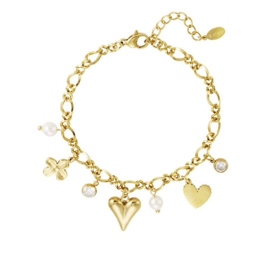 Armband met Hartjes Bedeltjes – Stainless Steel