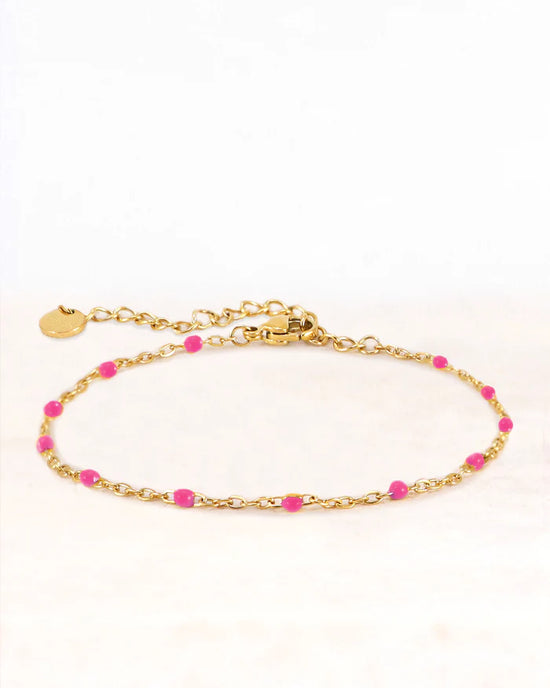 Stainless steel armband neva goud fuchsia - conceptstore Liefs uit Zierikzee 
