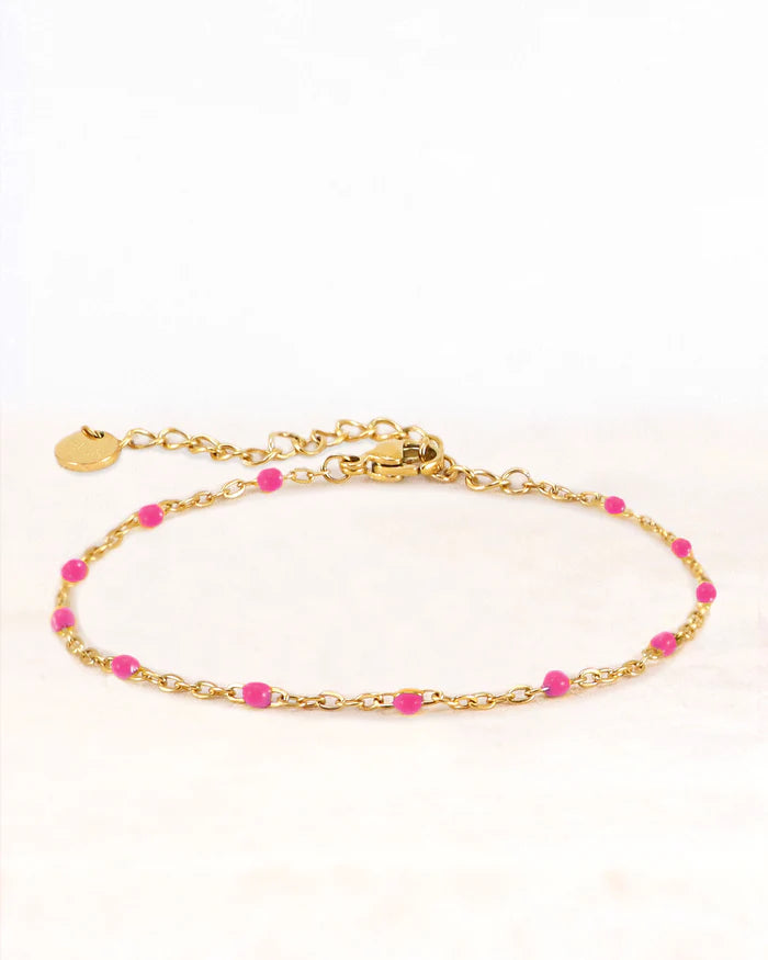 Stainless steel armband neva goud fuchsia - conceptstore Liefs uit Zierikzee 
