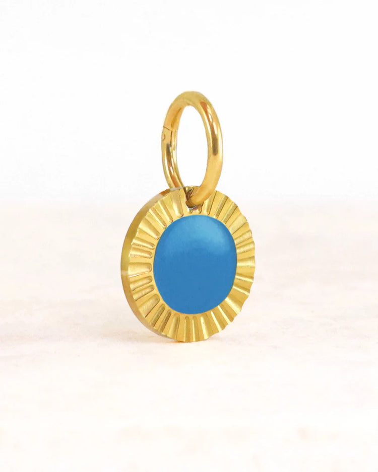 Stainless steel bedel kyra goud blauw - conceptstore Liefs uit Zierikzee 