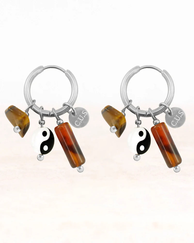 Stainless steel oorbelllen met bedels - conceptstore Liefs uit Zierikzee