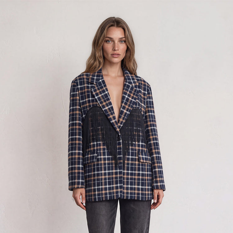 Blazer franje navy - Liefs uit Zierikzee