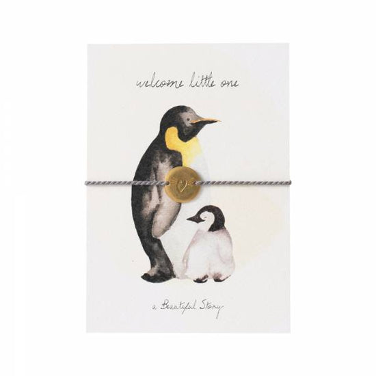 postkarte mit armband pinguin farbe
